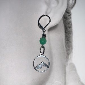 Semi Precious Green Aventurine Dangling from 304 Grade Stainless Steel Ear Clip